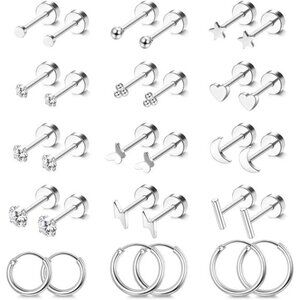 Hypoallergenic Surgical Steel Earrings for Sensitive Ears 14K Gold Flat Back